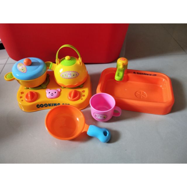 二手兒童玩具 廚房家家酒蔬果切切樂與水壺瓦斯爐洗手台鍋子等配件
