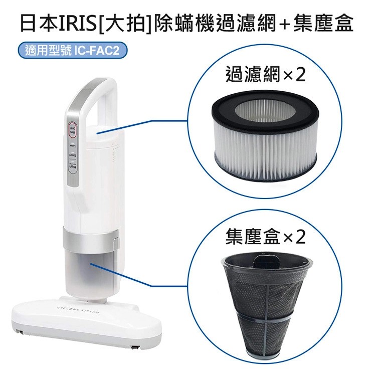 現貨特價 日本IRIS IC-FAC2 除蟎機(大拍) 配件組(過濾網 FH2-2入+集塵盒FS2-2入 濾網