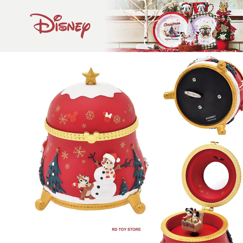 RD 現貨 全新 日本迪士尼 2021聖誕節系列 米奇米妮 奇奇蒂蒂 雪人 音樂盒 擺件 裝飾 收藏 聖誕禮物 交換禮物