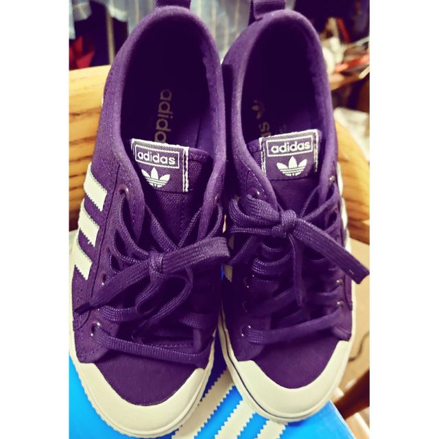 Adidas Nizza 愛迪達 紫色 三條線 三葉草 帆布鞋 女鞋 原價NT1,350