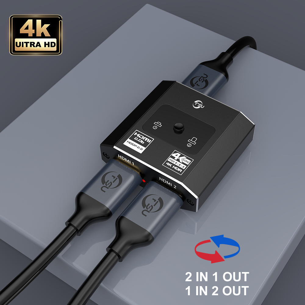 Fsu 雙向 HDMI 切換器 2 進 1 出 HDMI 2.0 4K HDMI 分配器 1x2/2x1 適配器 1 進