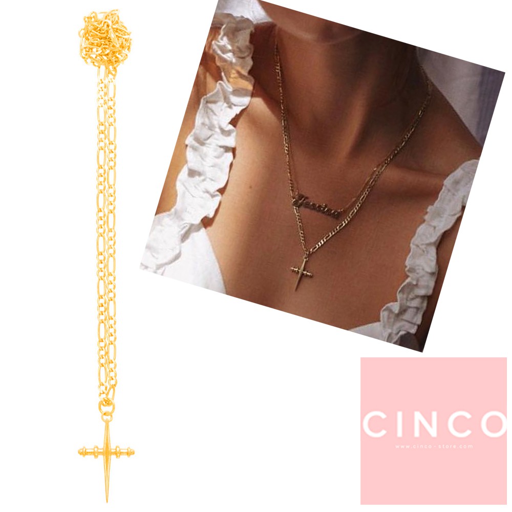 CINCO 葡萄牙精品 Newbella necklace 925純銀鑲24K金十字架項鍊 經典款