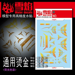 【Max模型小站】雪焰 TY-01 RG沙薩比 HG夜鶯MG沙薩比獨角獸 通用 燙金標誌 水貼