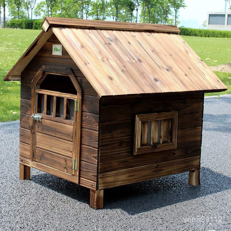 【XXL大狗屋】免運 實木狗屋 戶外狗屋 木質碳化防雨實木狗窩 貓屋 貓窩 寵物窩 寵物窩 家用狗房子 流浪狗救助小窩