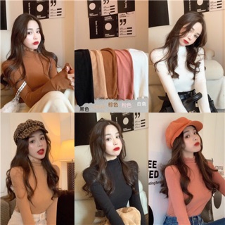 🎀Hanagirl 實拍 秋季莫代爾百搭純棉 捲邊波浪領甜美打底衫修身顯瘦百搭長袖T恤 內搭 衛生衣 D208