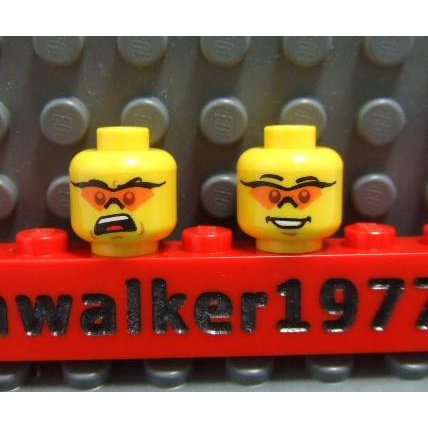 【積木2010-人偶頭337】Lego樂高-全新 橘色太陽眼鏡開口笑臉/驚訝雙面人頭
