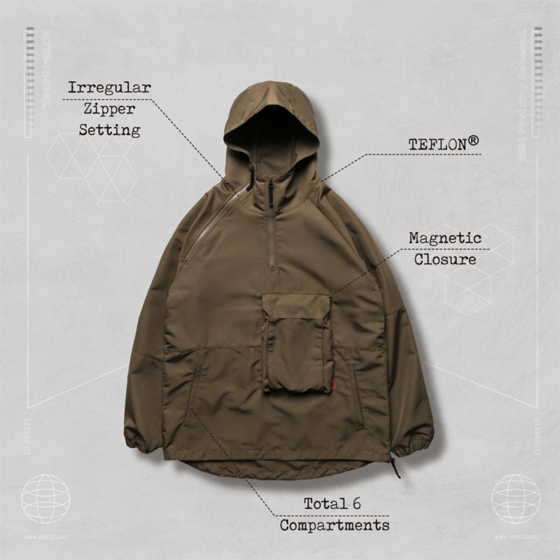 Goopi MGN-3D” Utility Pullover Jacket -衝鋒外套 沙色 三週年限定