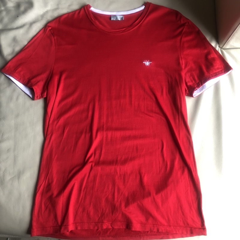 保證正品DIOR HOMME DH 紅色 白蜂 絲光棉 短袖T恤 短T size 52