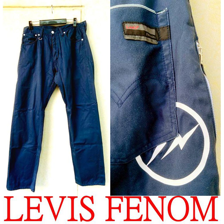 BLACK冠希著!美中古LEVIS x FRAGMENT白閃電FENOM深藍色505-0207窄版工作褲
