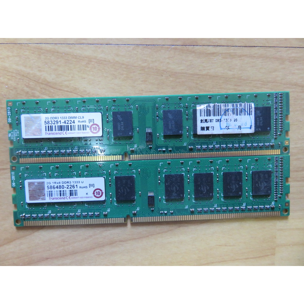 D.桌上型電腦記憶體-Transcend 創見 DDR3 1333 2GB*2 共4GB 雙通道不分售 直購價80