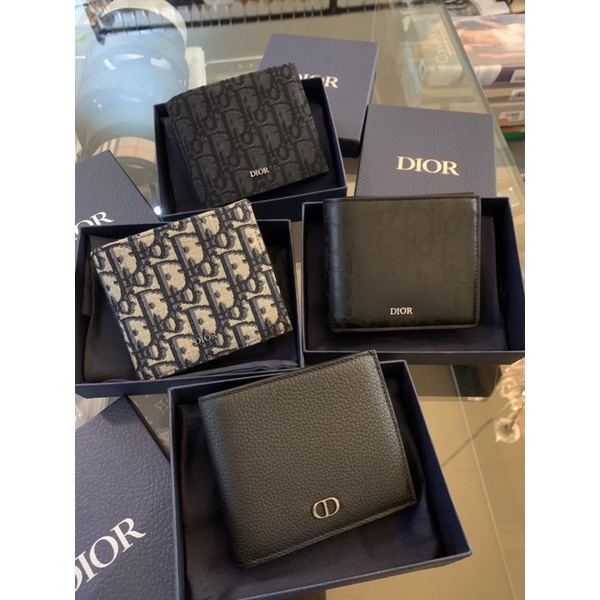 Limit 精品✔️Dior 經典老花滿版設計 深藍 黑色 布面 皮革 八卡 零錢袋 男款 男生 皮夾 短夾