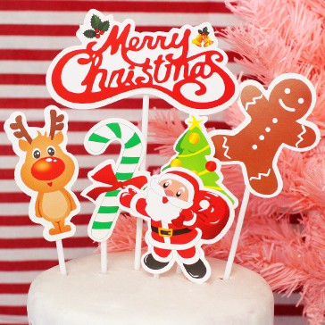 聖誕節 蛋糕裝飾 插牌 手作蛋糕 烘焙 派對慶祝 聖誕老人 聖誕樹 薑餅人 拐杖 裝飾佈置 DIY 現貨