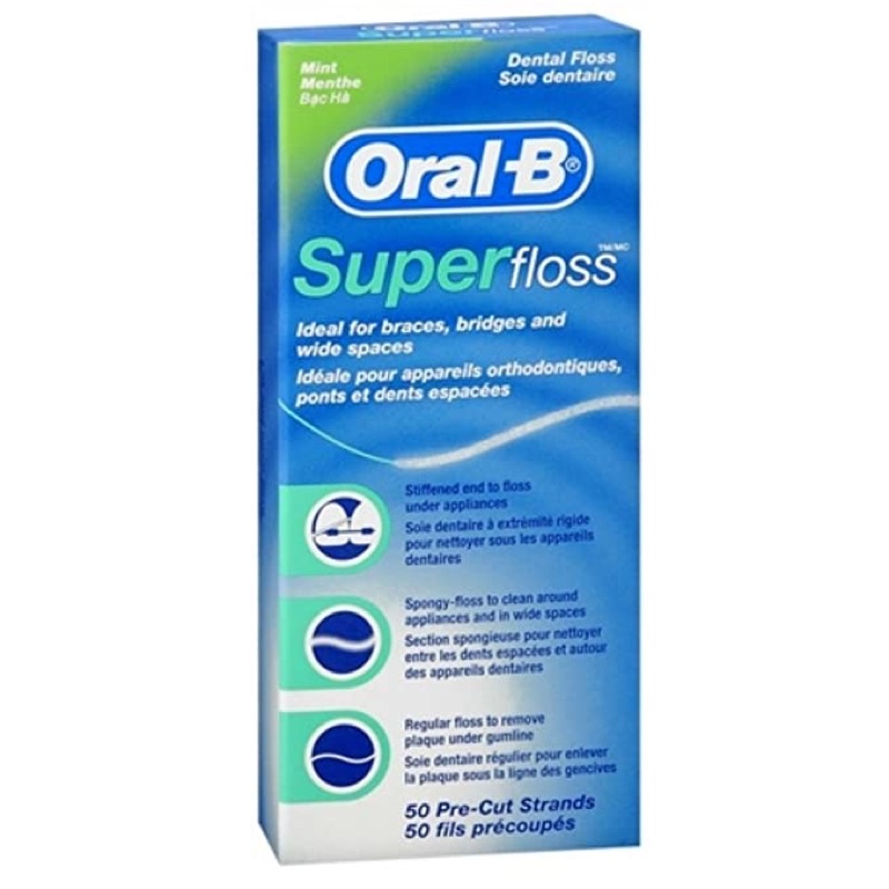 (現貨)  歐樂B-三合一牙線(牙橋專用50入) Oral-B super floss