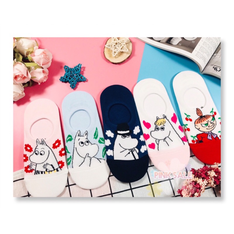 韓國新款 春夏必備 Moomin 嚕嚕米 造型船型襪 隱形襪 學生襪 短襪 棉襪 短襪 襪子 PINK SALE 包款