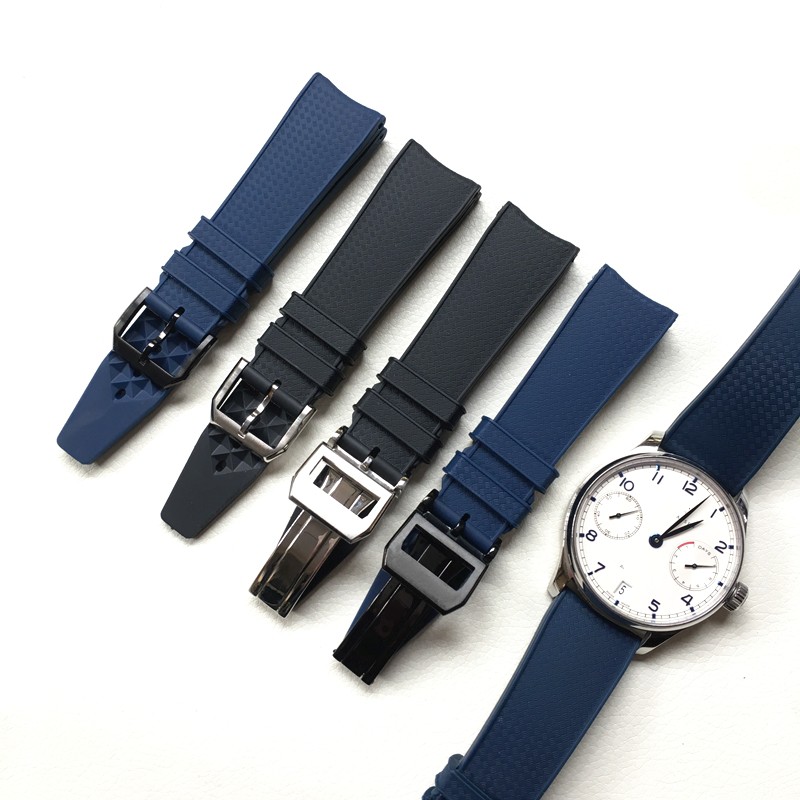 適用於iwc 海洋時計葡萄牙葡萄牙語系列橡膠腕帶的矽膠錶帶22mm 藍色黑色 蝦皮購物