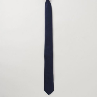 全新日本專櫃正品Agnes b. 海軍藍全絲質雙色拼接窄版領帶 6cm