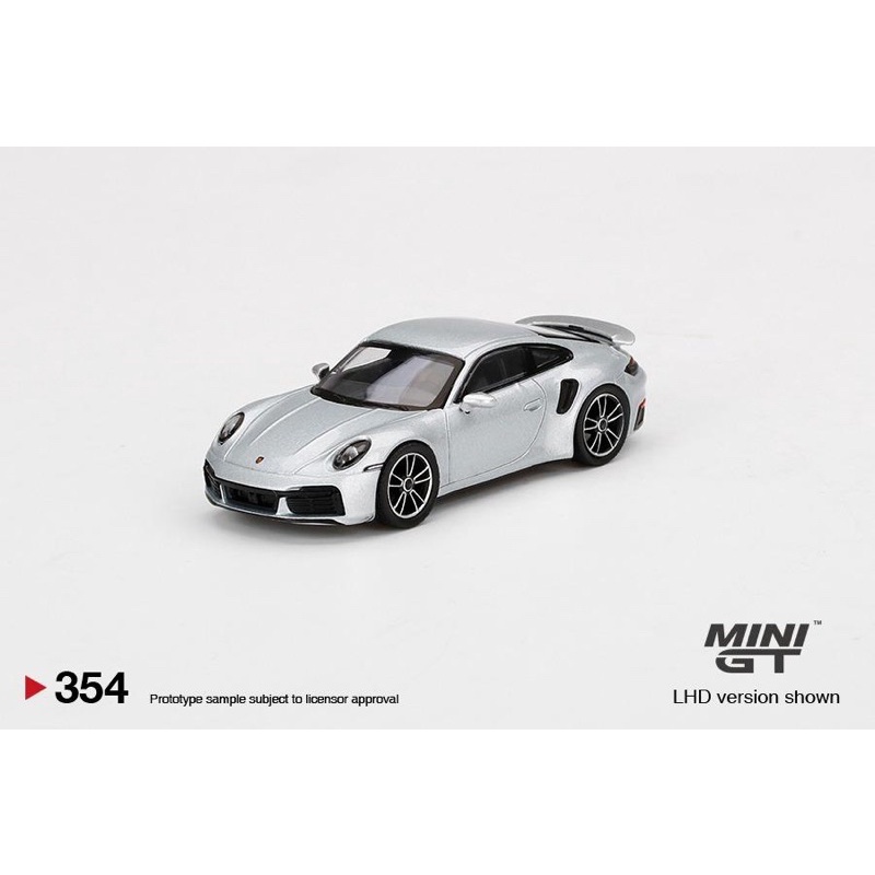 1/64 mini gt  保時捷Porsche 911 turbo s 合金汽車模型銀 354