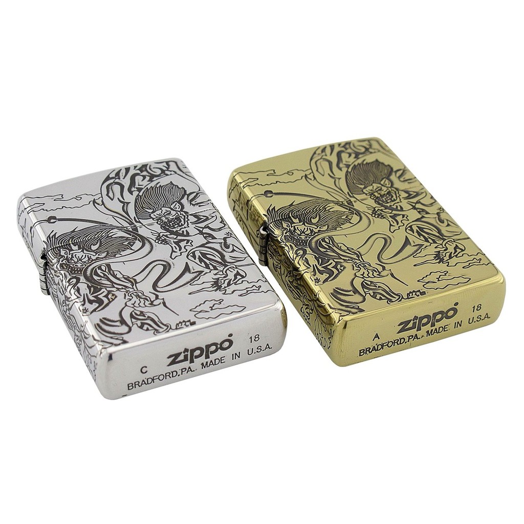 日系 Zippo打火機銀 黃銅風神 雷神 蝦皮購物