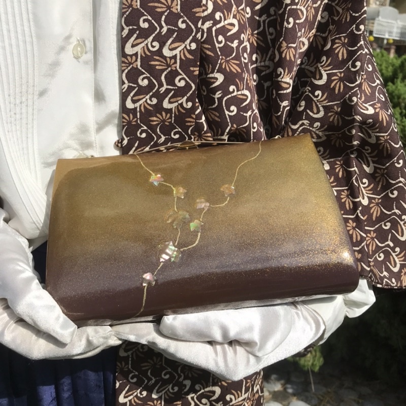 雲母貝葉子日本古董包古物古著復古口金包手拿包