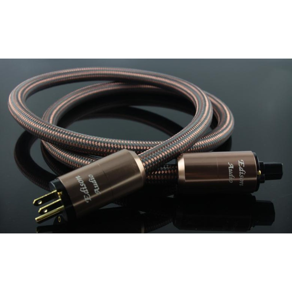 Edison audio 銅編織網+鋁箔雙層隔離 紫銅鍍金電源線、國西電老布線 3股製作 每股105芯 鍍錫版 +
