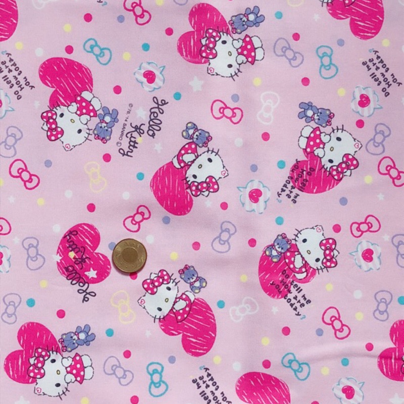 【諧和知音】日本卡通版權布~愛心Hello Kitty丶鬱金香糖果kitty,可用於製作口罩、布包釦、飲料袋等