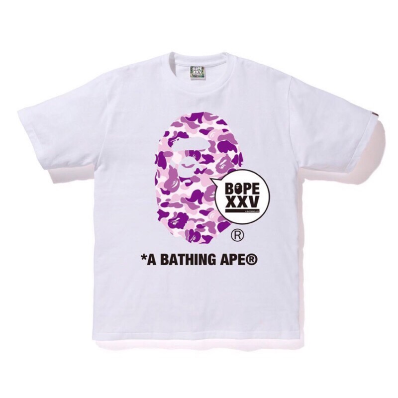 ［Jeff 小物賣場]a bathing ape Bape 25週年 XXV 台北限定迷彩 猿人頭 短Tee