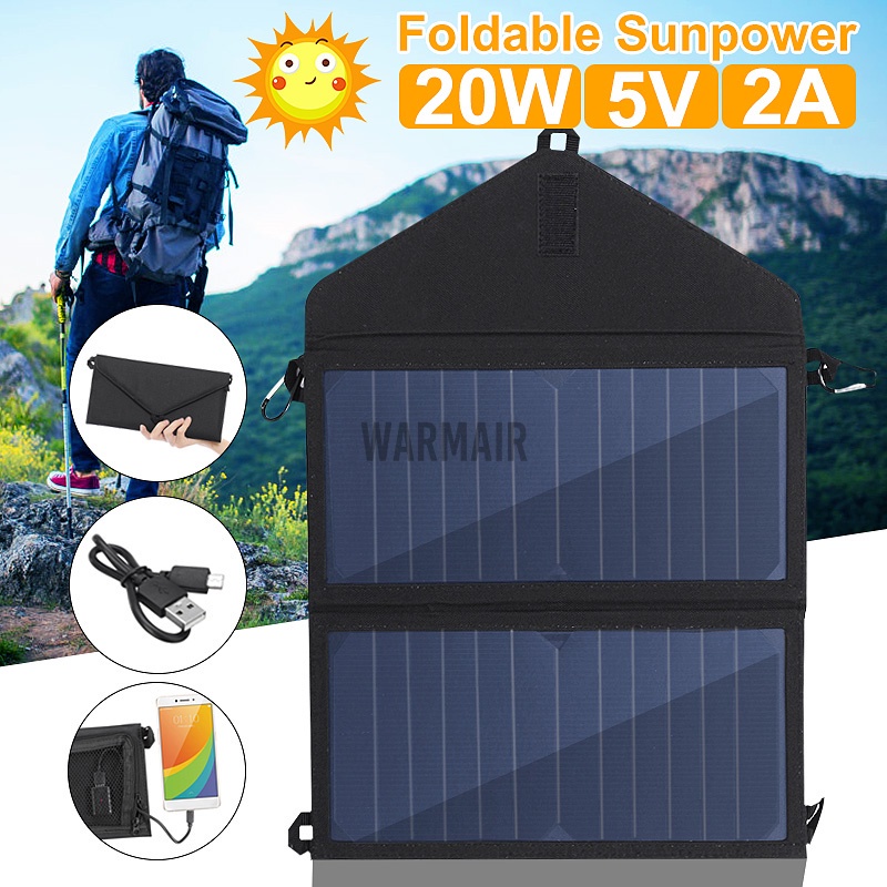【現貨】·20W 5V 2A Sunpowe Solar Panel USB IP65 Charging Line Ca