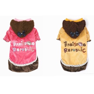 【Yumico寵物用品】秋冬款 可愛水玉絨帽連身裙寵物衣服