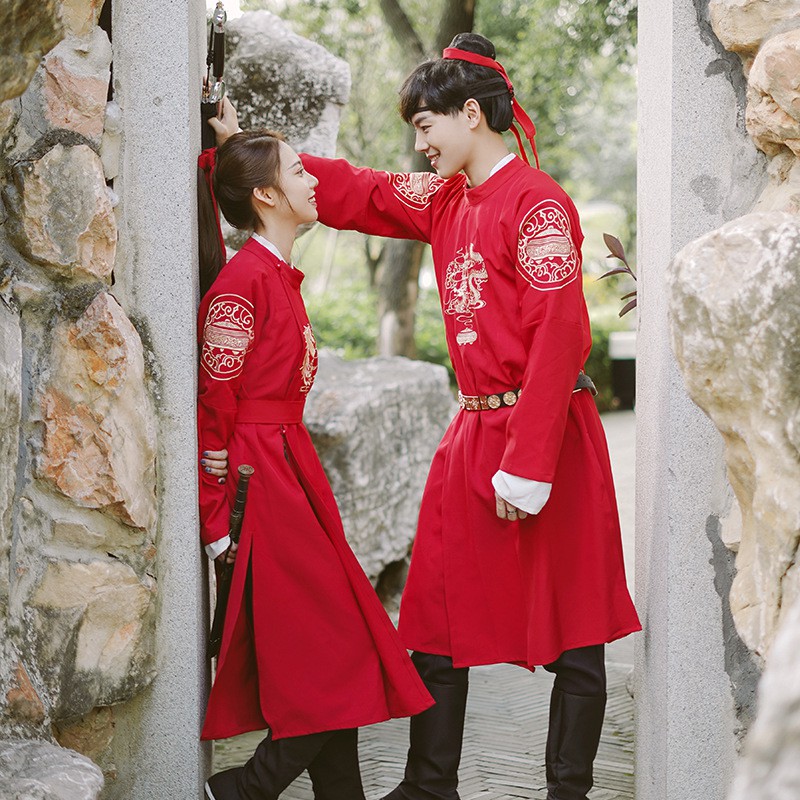 索拉的花屋 龍鳳圓領袍 原創設計新款龍鳳圓領長袍龍袍鳳袍中國風刺繡日常漢服 蝦皮購物