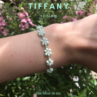 𝙏𝙝𝙚 Tiffany綠連續花花串珠手鍊串珠戒指 蒂芬妮綠 霧粉紅 亮灰