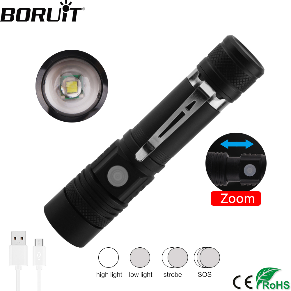 BORUiT LED手電筒 C6 XM-L T6電筒  4模式變焦手電筒 防水手電筒 可充電18650露營燈