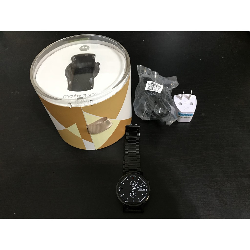 MOTOROLA MOTO360 GEN2 2代 46mm 黑色機身 黑色金屬錶帶