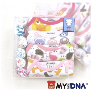 My DNA熊本部 紗袋彌月禮盒純棉包屁衣四件組 0-6M長袖女款 (B0001-04)