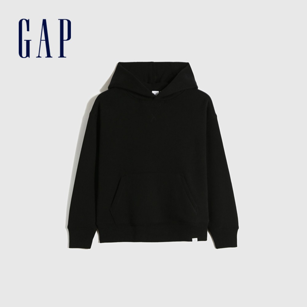 Gap 男童裝 亮色刷毛帽T-黑色(661668)
