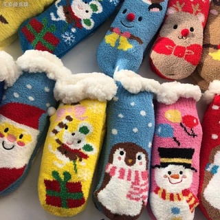 【聖誕節物品】圣誕水晶球 圣誕老人禮物 圣誕款衣服 ☬tutuanna圣誕系列加厚保暖防滑可愛麋鹿羊羔絨毛毛襪女士地板襪
