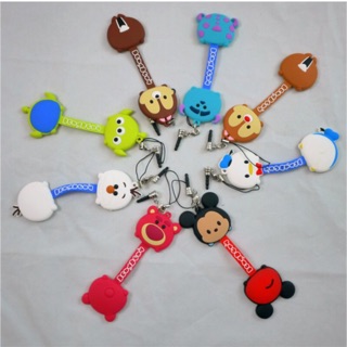 臺灣授權 迪士尼 釦子式 TSUM TSUM 捲線防塵塞 耳機 充電線 大頭 捲線器 水鑽耳機塞 收納繩