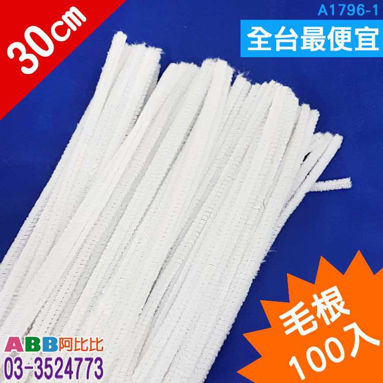 A1796 1 Diy毛根 30cm 一捆100入 白 毛根條扭扭棒diy 彩色毛條毛條美勞勞作 蝦皮購物