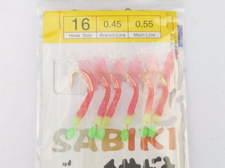 NG款特價10元 sabiki 魚皮串鉤 金丸世16號 仕掛 仿生皮 金蔥線 夜光珠 花飛 巴郎 鯖魚【網路橘子店】