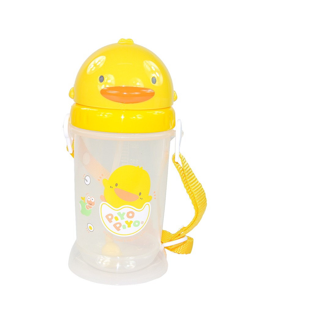 Piyo Piyo 黃色小鴨PP滑蓋水壺350ML，自動吸管360度皆可吸吮 六個月以上寶寶適用GT-83508