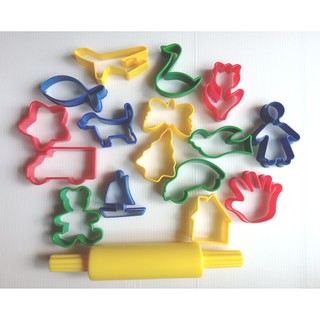 【臺中妙妙屋】《USL遊思樂》黏土模型 滾筒 黏土 黏土模形組(17pcs) 烘焙 辦家家酒 小孩玩具