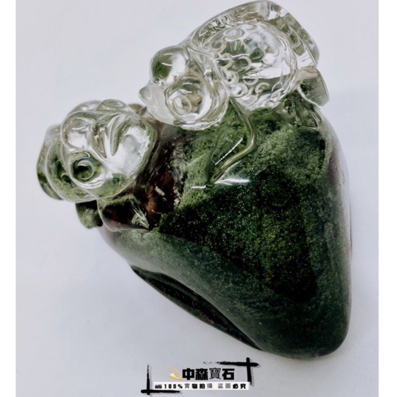 中森寶石🔮頂級 無烤色 巴西老礦 聚寶盆 綠幽靈 雕刻水晶 擺件 聚寶盆 金魚 景觀水晶 滿綠 巧雕 幽靈水晶