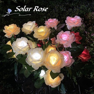 1pcs 太陽能玫瑰燈 IP65 防水花園燈 LED 浪漫景觀燈, 帶 3 個玫瑰花, 用於露台院子草坪