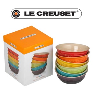 【Le Creuset】瓷器早餐穀片碗組6入(彩虹)
