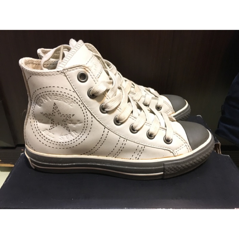 CONVERSE All Star 米色/灰色 高筒鞋 皮革 經典復古 降價出售 22cm