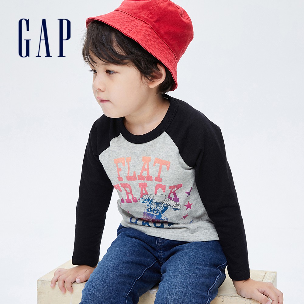 Gap 男幼童裝 純棉印花長袖T恤 布萊納系列-灰色(732689)