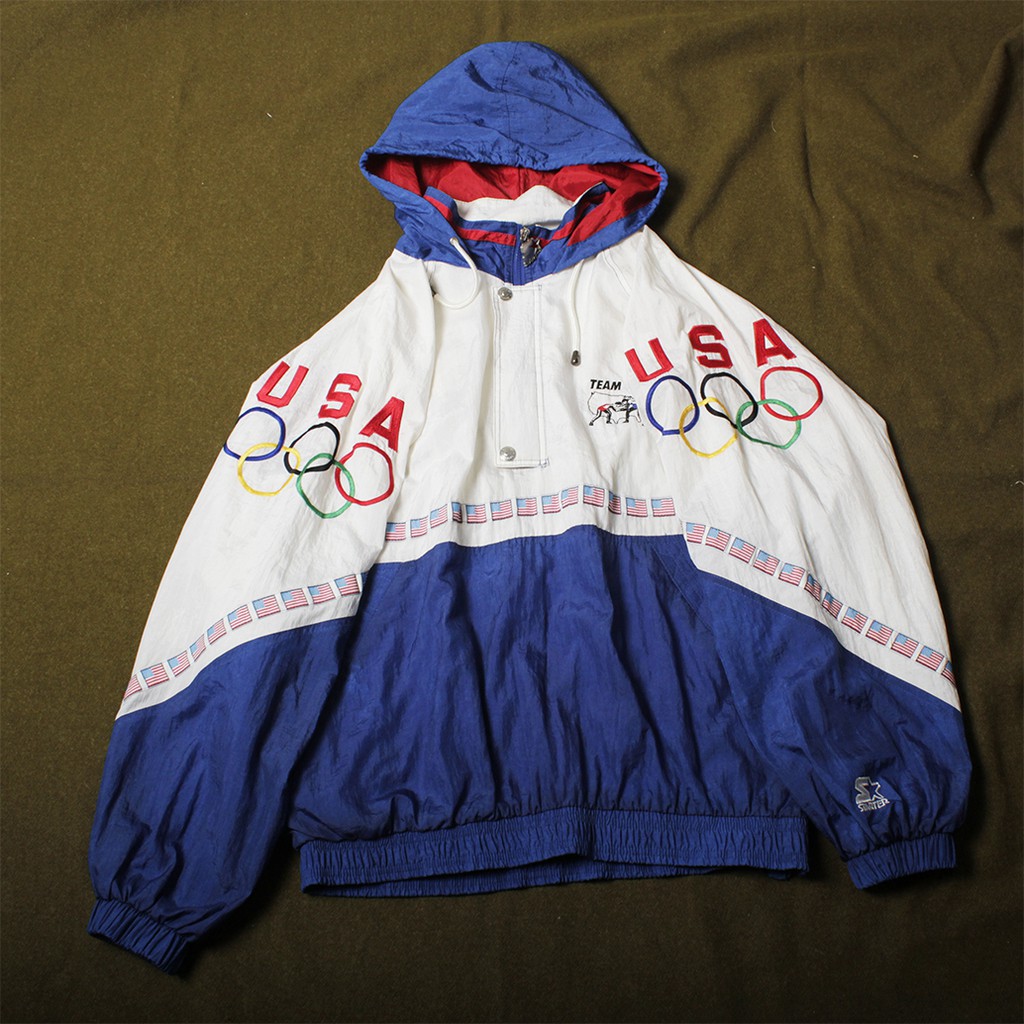 極樂鳥古著-starter美國奧運代表隊訓練服/半拉外套/尼龍外套