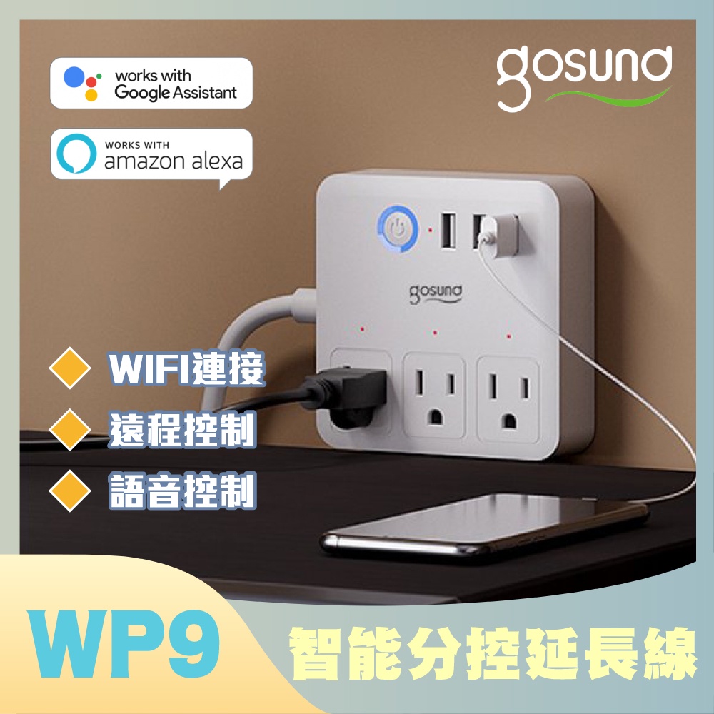 Gosund 智能分控延長線 WP9 遠程控制 語音控制 WIFI連接 定時排程 支援google助理 亞馬遜♾