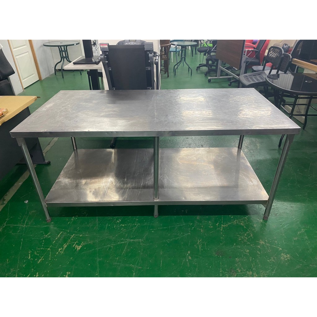 吉田二手傢俱❤6尺白鐵不鏽鋼工作台 料理工作台 工作桌