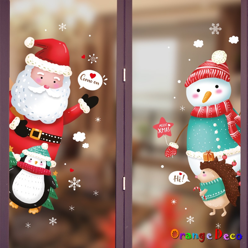 【橘果設計】聖誕老人雪人 聖誕耶誕壁貼 聖誕裝飾貼 聖誕佈置 聖誕老公公 雪人 壁貼 牆貼 壁紙 DIY組合裝飾佈置