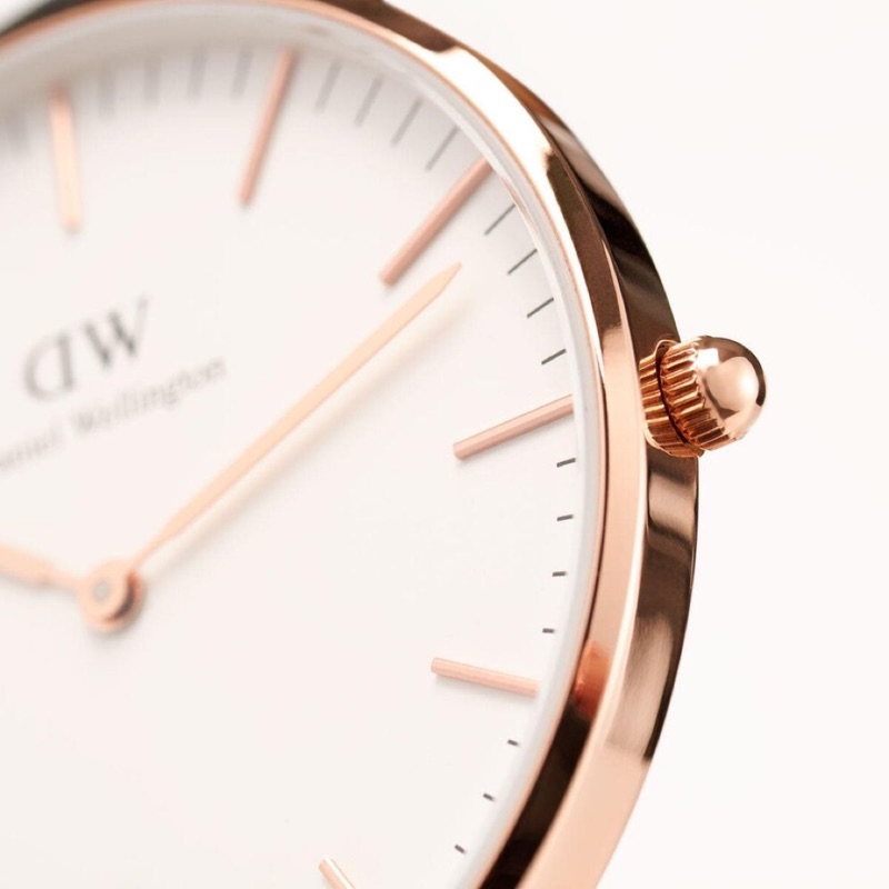 【尾牙獎品】全新DW精品手錶 白面玫瑰金 真皮40mm (免運費)